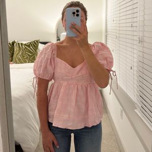 Pink Puff Sleeve Top
